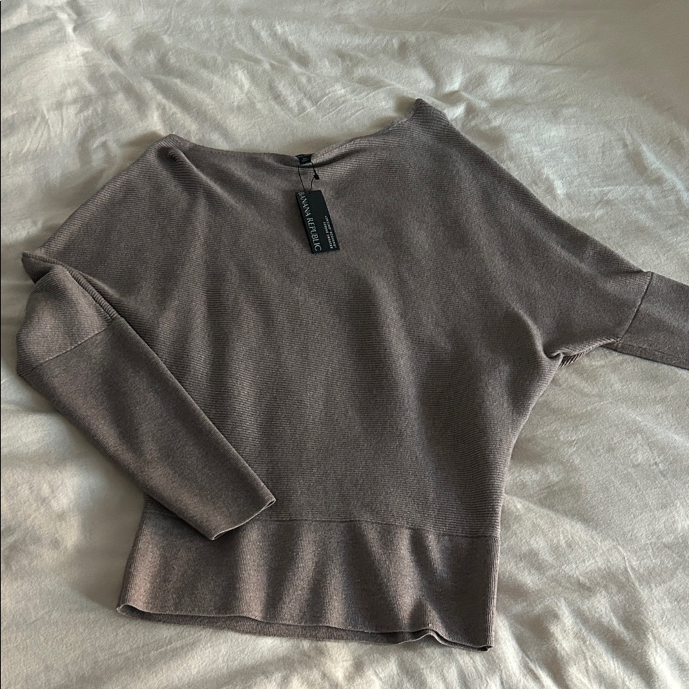 Banana Republic Taupe Off-Shoulder Dolman Sweater